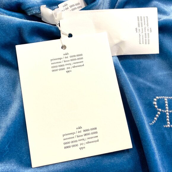 ROKH Cyan Blue Mask Velvet Mini Dress, Size 8 - Picture 10 of 16